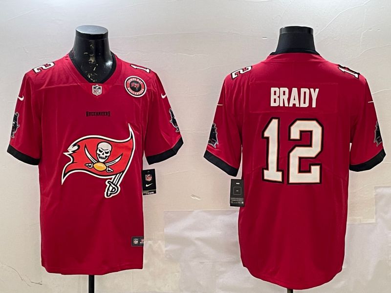 Men Tampa Bay Buccaneers #12 Brady Red Nike Team Logo 2025 NFL Jersey style 2->tampa bay buccaneers->NFL Jersey